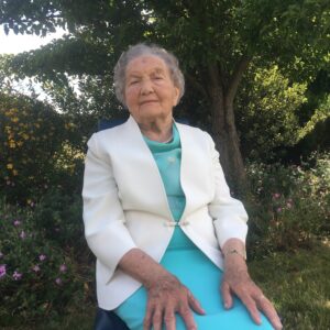 Marie at 90 in the garden