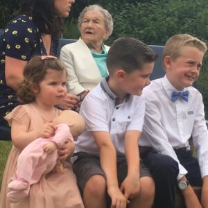 Orla and mum with suave great grandchildren